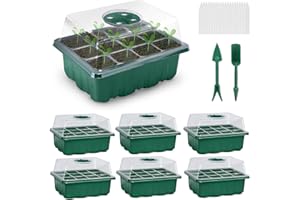 Goysen Seed Trays, 6 Pack 72 Cells Propagator Growing Thicken Seedling Starter Trays with Clear Lids Plant Germination Incubator for Greenhouse, Garden