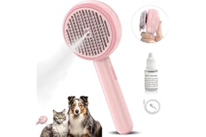 SUPORE Spazzola a Vapore per Gatti e Cani, 3 in 1 Spazzola per Gatti con Serbatoio, Pettine per Massaggio in Spray per Gatti, Spazzola per Cani a Pelo Lungo e Corto, Un Pulsante per Rimuovere i Peli (Rosa)