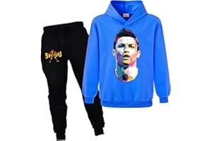 Xpialong Ronaldo Football Kit for Kids Football Hoodie+Pants Cotton Tracksuit Set