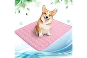 NIBESSER Tappetino Refrigerante per Cani Taglia Media Tappetino Rinfrescante per Gatti Impermeabile Antiscivolo Tappeto Refrigerante Cane per Cuccia Casa Viaggio Auto，L-70x55cm，Rosa