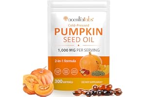 HUNELAER Pumpkin Seed Oil Capsules, Pumpkin Seed Oil Capsules Cold-Pressed 1,000 mg per Serving, Supports Prostate Function, Hair Health, Rich in Essential Fatty Acids & Zin