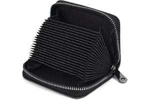 IHIGOGOFA Tarjeteros para Tarjetas de Credito Mujer Hombre Piel Auténtica RFID Bloqueo Carteras con 20 Ranuras para Tarjetas Carteras de Mujer Hombre (Negro- 20)
