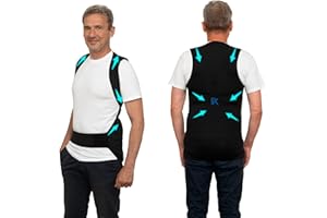 PERCKO, Gilet pratique pour homme, Soulage le mal de dos, Sans Manches, Fermeture Scratch, Tenseurs Brevetés, Noir, L