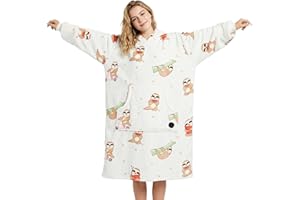 THREE POODLE Sweat à Capuche Femme, Couverture à Capuche Surdimensionnée, Pull Plaid Polaire Sweatshirt à Capuche Ultra Douce et Chaude,Pull Couverture pour Femme, Cadeau