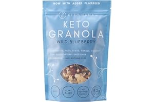 Keto Hana Blueberry sauvage cétogène granola régime cétogène végétalien, sans céréales, sans produits laitiers, à base de plantes, sans sucres raffinés, sans gluten, 2,3 g de glucides nets de céréales