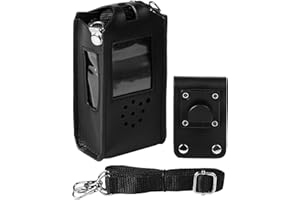 SUNDELY Funda de transporte de poliuretano compatible con Motorola Radio Talkabout T62 Walkie Talkie con correa en D anillo y clip para cinturón, Black, Funda de poliuretano con clip de metal para