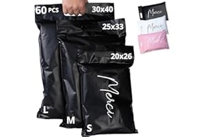 EMBALLAX - 60 Emballage Colis Vinted - OPAQUE/ULTRA-RÉSISTANT/IMPERMÉABLE - Taille S/M/L - Enveloppe Expédition Plastique - Vetement, Boite & Carton - Pochette Envoi Postal - Sac Poignée - Merci