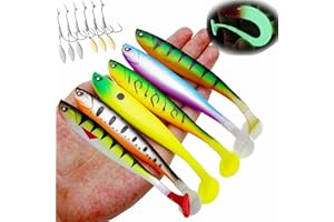 ‎NJORD KALASTUS Njord Kalastus Gummifische Zander Köder 6 Stück 12,5 cm 10g | Mit Hakentaschen für Standard Jigkopf und auch Offsethaken | Raubfisch Köder Set in fängigen Farben | Gummifische Hecht Zander Köder
