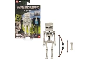 Mattel Minecraft Actionfigur- und Zubehörset, 10 cm große, bewegliche Sammelfigur Skelett, inspiriert von EIN Minecraft Film, JFR60, [Mehrfarbig]