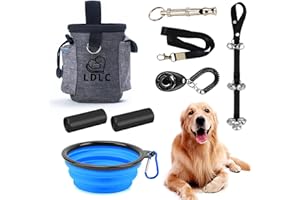 SSRIVER Porta Premietti per Cani Viaggio per Animali Domestici e Clicker per Addestramento del Cane Borsa per Cacca e Fischietto per Controllare l'arresto Regolabile Campanelli per Cuccioli per
