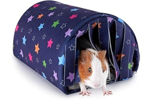 BeBeJoJo Guinea Pig Bed Rabbit Hideout, Soft Guinea Pig Tunnel with Curtains Washable Hamster Hideout Accessories for Small Pet