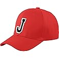 Morefaz New Boy Girl Adjustable Baseball Cap Red Black Letter Children School Caps Kids Hat Sport Alphabet A-Z (J)