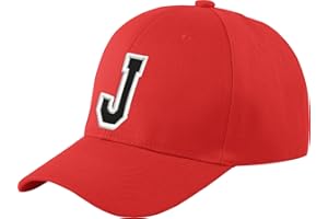 MFAZ MOREFAZ LTD Morefaz Unisex Jungen Mädchen Mütze Baseball Cap ROT Hut Kinder Kappe Alphabet A-Z TM (J)