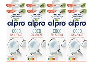 TJTFJS Alpro Central Lechera Asturiana Bebida de Coco, sin Azúcar, 8 x 1L