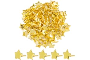 BETESSIN 100pcs Attaches Parisiennes Mini Brads Étoile Pointe Clous en Métal Rivets Cloutés Or Travaux Manuels et Scrapbooking Décoration DIY Loisirs Créatifs