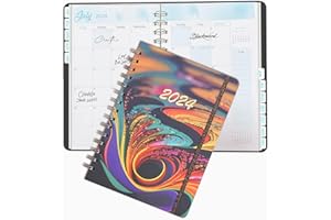 CHANEEHANN Agenda 2024 Semainier, Agenda au Quotidien Agenda 2024 A5 avec Couverture Rigide Spirale, Agenda 2024 de Janv. à Déc, Reliure Double fil, Pour Les Horaires Chargés, Cadeau De Remise Des Diplômes(04)