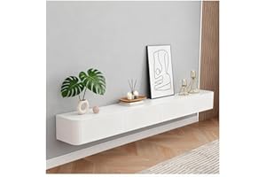 KSYGINXD Mueble De TV, Unidad De TV Flotante, Mueble Bajo para TV De Pie O Colgante, Estantes Flotantes con Cajón, Consola Central De Entretenimiento Moderno(Blanco,300x24x20cm)