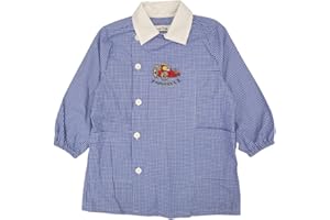 PRIMO DELLA CLASSE Grembiule Scolastico per Bambino, Quadri Cielo, Lungo con Bottoni e Tasche, per Scuola Materna