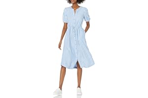 Amazon Essentials Abito Midi a Trapezio con Maniche a Tre Quarti e vestibilità Comoda Donna