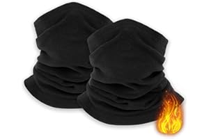SEFIRST 2 Pièces Cache Cou Elastique pour Homme et Femme, Multifonction Cache-Cou col Nez Hiver, Tour de Cou Coupe-Vent et Respirant Snood pour Moto, Cyclisme, Ski, Course à Pied, Taille unique, Noir