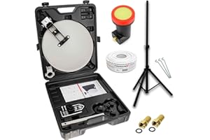 Premium X Antenne satellite mobile de camping - Antenne satellite - LNB simple - Câble de 10 m - 2 fiches F - Trépied