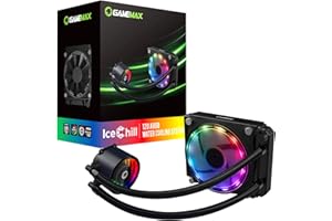 GameMax Ice Chill 120mm ARGB AIO Water Cooling System, Infinty Mirror Design, 1 x 120mm ARGB Fan, ASUS Aura Sync, AMD & Intel Compatible, Advanced Liquid Cooling | Black