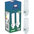 TBE LIGHTING 10w G24Q-1 4-Pin CFL Lamp - Pack of 2 units - Cool White 4000K, 600 Lumen / Double Turn CFL Compact Fluorescent Light