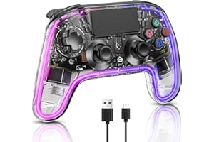BRHE Mando para PS4 Inalambricos con Hall Trigger/8 Luces LED RGB, Accesorio Joystick Gamepad Remoto PS4 Personalizado, Mando Inalámbrico Dual PS4 Shock para PlayStation 4/Slim/Pro/PC(Negro)