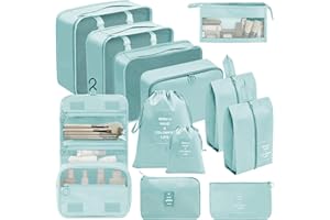 Chijoo Organizery Walizki 12 sztuk (Niebieski), Organizery na walizki, Packing Cubes, Organizery na bagaż, Torby podróżne, Niezbędnik podróżny