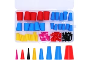 AIMEKE Korki gumowe, stożkowe, 60 sztuk, zestaw 60 sztuk gumowych korków, zatyczki silikonowe, do oklejania otworów podczas malowania proszkowego, malowania