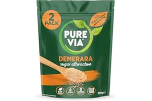 Pure Via Demerara Sugar - Alternative with Erythritol and Stevia, Vegan and Keto Friendly - 2 x 200g