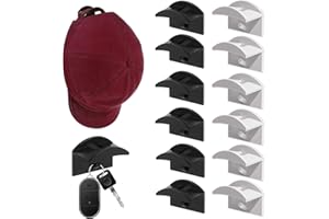 JULMELON 20 Pieces Adhesive Hat Hooks, Minimalist Design Hat Organizer for Wall Hat Holder Hat Racks for Baseball Caps Display, No Drilling, Strong Hold Hat Storage(Black White)