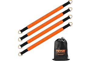 VEVOR Sangle d'Arrimage d'Essieu Robuste, 5,08x97,536 cm, Lot de 4, Résistance Rupture 5443,1 kg, Charge Nominale 1814,4 kg avec Anneaux en D, pour Voiture, Remorque, Camion, Remorquage, Transport
