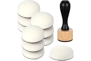 Classicseali 11PCS Ink Blending Tools,Blending Brushes for Crafts,with 10pcs Round Replacement Refill Sponge, 1 Wooden Handle Stamp, Inks Brush for Scrapbooking, Cards, Embossing, DIY Crafts