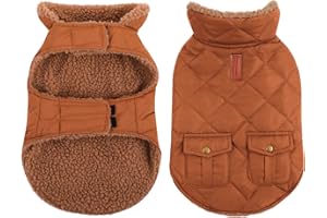CITÉTOILE Wintermantel Hundemantel, Warme Winterjacken mit Fleece für Hunde,Hundejacke Hundekleidung Hundepullover Dog Coat mit Geschirr Loch für Chihuahua Dackel, Braun, M