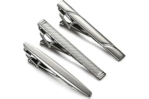 COZERI 3 Pièces pince cravate homme,Classiques en Métal,pince a cravate homme pour Régulières, Mariage, Affaires, Anniversaire, Cadeau, Design Élégant