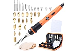 Brandmalerei Lötkolben Set, Brandmalkolben Set Temperatur Einstellbar 220~480 ℃ für Holz Leder Brennkolben DIY Kunst Geschenkset Farbstifte, Leder Gravieren Schweißen, Skulptur (orange)