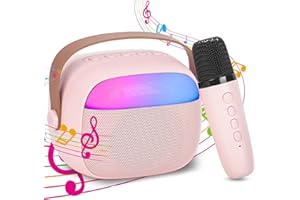 HIGSPE Karaoke per Bambini e Adulti con Microfoni Senza Fili Bluetooth, Macchina Karaoke Portatile con Luce LED ed Effetti di Cambio Voce, Regali per Bambini da 3 a 20 Anni, Ragazzi e Ragazze