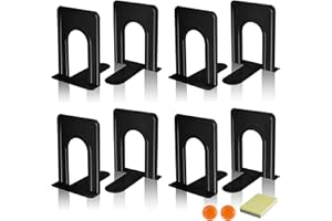 DIFIT Serre Livre, 4 Paires Porte Livre Métal, Antidérapant Et Anti-Rayures Support Livre, Le Noir Cale Livre,Enfant Serre Livres, Presse Livre Bloc Livre pour Bibliothèque/Maison(12.6 X 14.8 X 17cm)