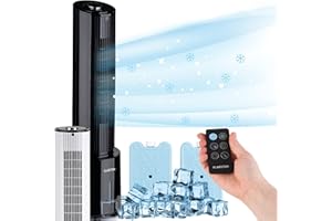 Klarstein Rafraichisseur d'Air 4 en 1, Climatiseur Portable, Humidificateur, Ventilateur, Ioniseur, Climatiseur Mobile Sans Évacuation, Pack Glacons, Réservoir 4L, 45W, Puissant Débit d'Air 400m³/h