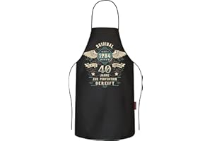 LOBO NEGRO LOBO Tablier de cuisine en coton noir pour homme 40 ans vieilli depuis 1983 à 40 ans, original, XL