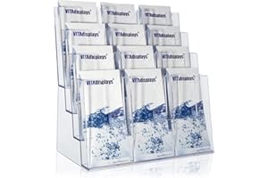 ‎TAYMAR Taymar Prospektständer Tribüne für DIN A4, A5, DIN lang, DL, A6 Flyer, flexibler, transparenter Tischprospektständer als standfester Aufsteller, Flyerständer mit 4 Etagen, optional als Wand-Prospekthalter