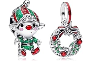 MSPOVOF Christmas Charms 5A Cubic Zirconia 925 Bracelets en argent sterling Pendentif Noël Anniversaire cadeau pour les femmes