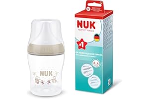 NUK Perfect Match Biberón | 0+ meses | 150 ml | Biberón anticólicos | PP | Indicador de control de temperatura | Mono | 1 unidad