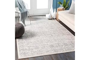 Surya Palermo - Alfombra Vintage para Sala de Estar, Comedor, Pasillo, Dormitorio, Estilo escandinavo, Estilo Tradicional Bohemio, fácil Cuidado, Alfombra Grande de 80 x 150 cm, Color Marfil y Gris