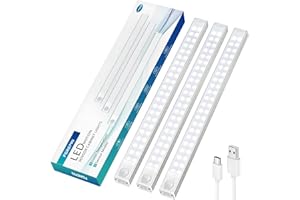 Forepin Motion Sensor Lights Indoor, 88LEDs 30cm Under Cabinet Kitchen Lights, 2000mAh Battery USB-C Rechargeable Cupboard Lights, 3 Modes Wardrobe Lights for Kitchen Cabinet Stairs Bedroom Hallway