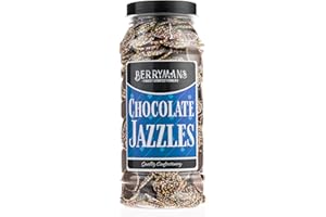 Original Chocolate Jazzles Snowies Jazzies Retro Sweets Gift Jar By Berrymans Sweet Shop - Classic Sweets, Traditional Taste.