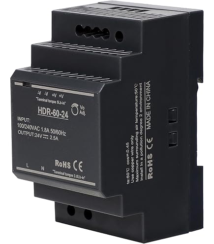 Alimentation Mean Well HDR-60-12 - 12V 4.5A - Ultra Fine Pour Rail DIN - Convection Naturelle - Protections Intégrées