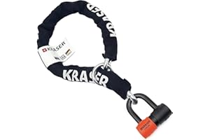 KRASER KR50120L Antivol Moto Homologué SRA | 2in1 Robust Mini U ø18mm + Chaine Lasso Haute Sécurité +Polyvalente ø13,5 Testée, 3 Clés (autres 2), Bloque Disque + Chaîne, Recommandé Assurances, 120cm
