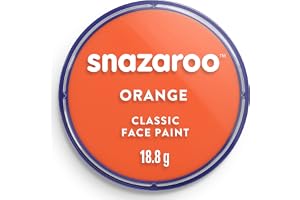 Snazaroo Klassisk ansikts- och kroppsfärg för barn och vuxna, orange färg, vattenbaserad, lätt tvättbar, giftfri, smink, krop